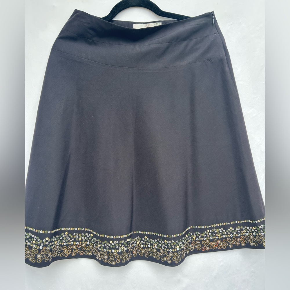 Gray Embellished A-Line Skirt for Work